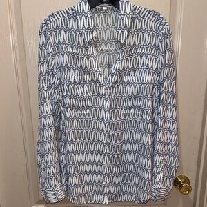 Express Blue and White Patterned women’s portofino blouse